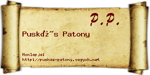 Puskás Patony névjegykártya
